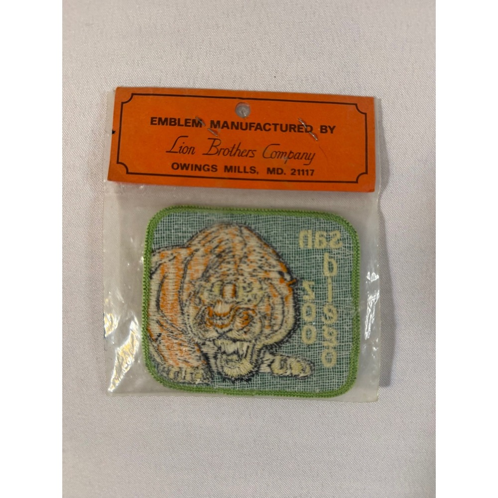 Vintage San Diego Zoo Tiger Iron On Patch Original Packaging Embroidered - Picture 2 of 4